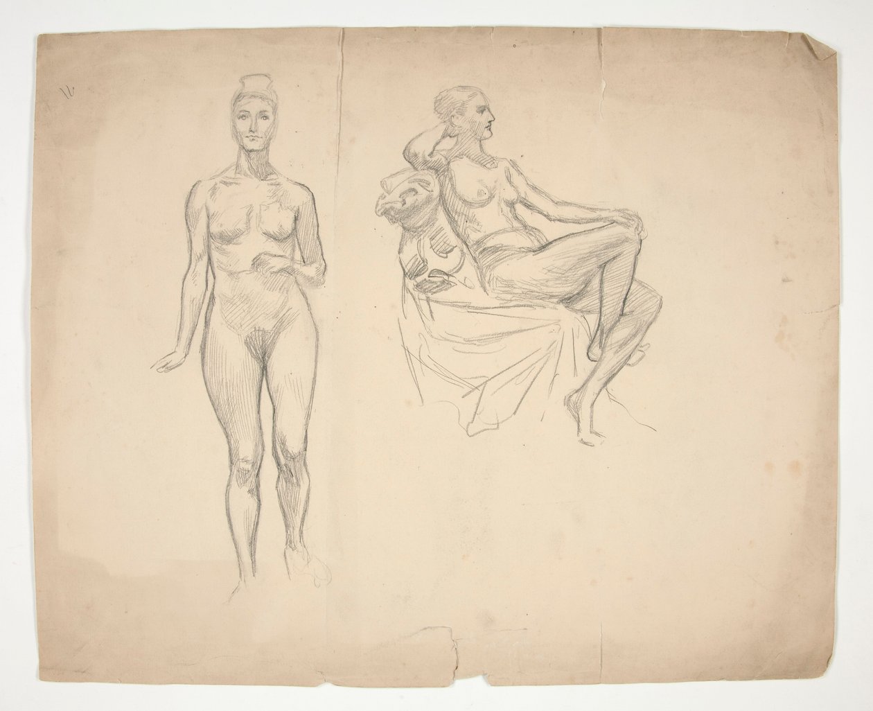 Szkic modelki w dwóch pozach autorstwa Edwin Austin Abbey