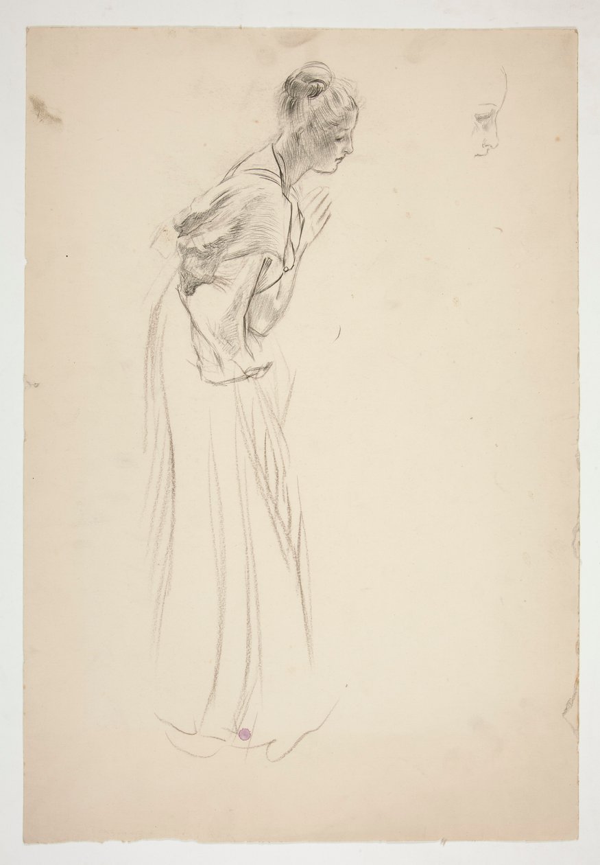 Szkic kobiety, pochylonej i modlącej się autorstwa Edwin Austin Abbey