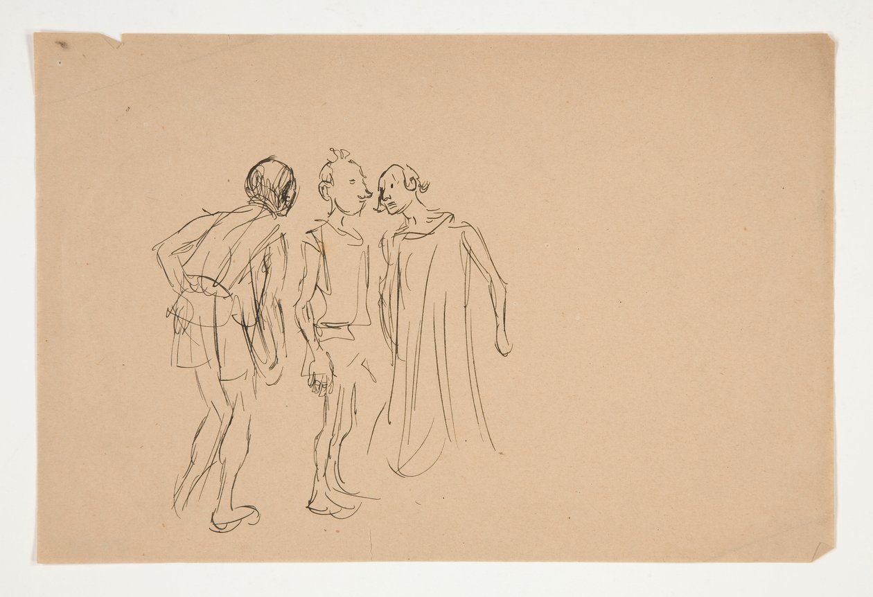 Szkic trzech mężczyzn (badanie na rok 1937.1072?), od Kupca weneckiego autorstwa Edwin Austin Abbey