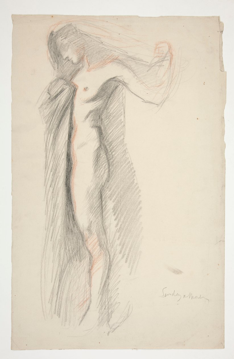 Studium figury godziny 18:00 do muralu Godziny w budynku Kapitolu w Harrisburgu w Pensylwanii autorstwa Edwin Austin Abbey
