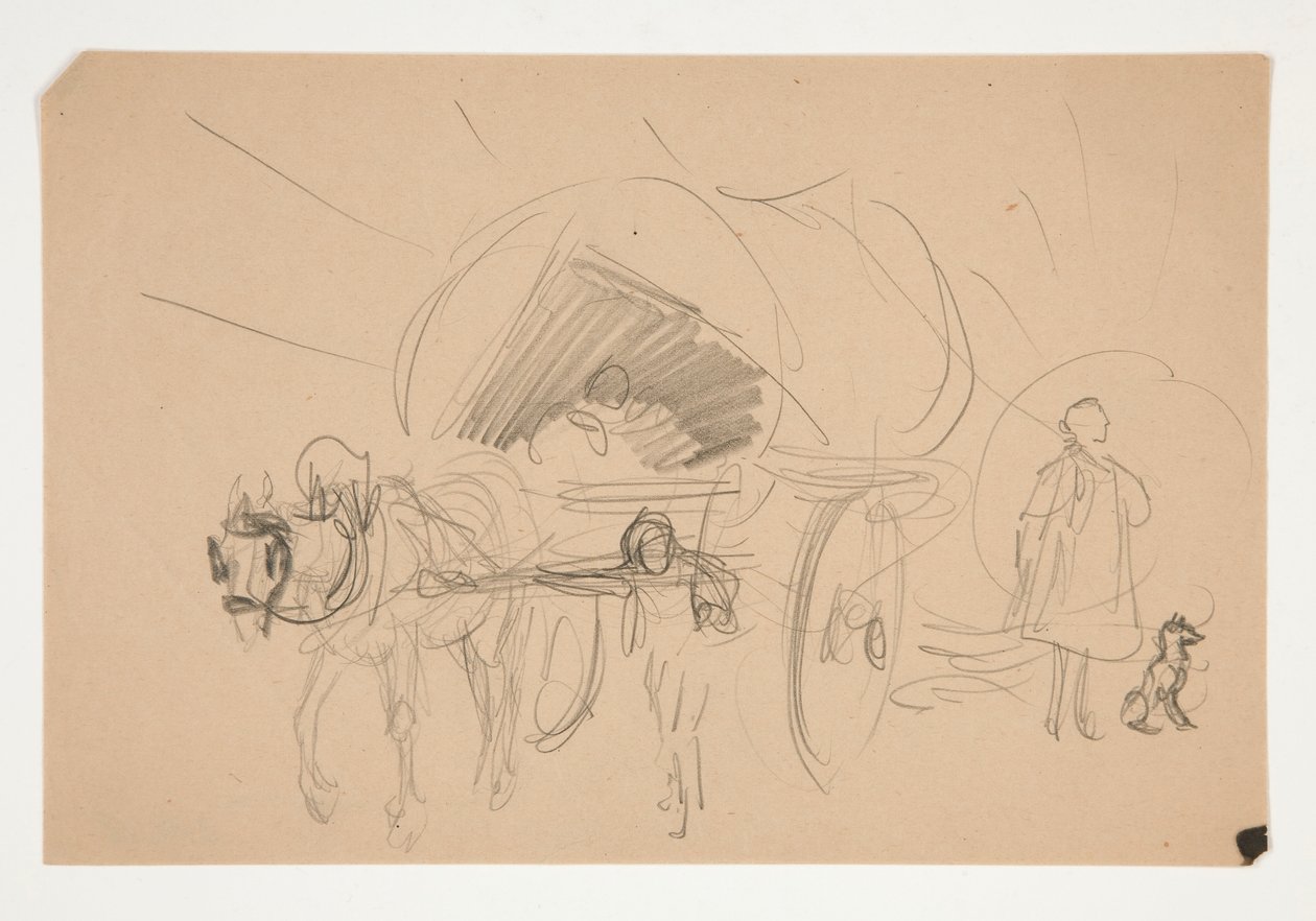 Studium dla .1201 - ilustracja dla Olivera Goldsmitha autorstwa Edwin Austin Abbey