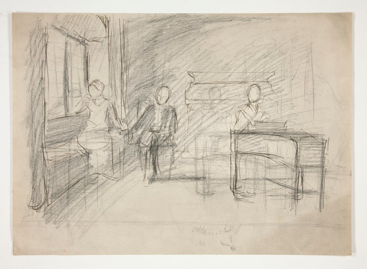 Studium do starej piosenki (?) (akwarela) autorstwa Edwin Austin Abbey