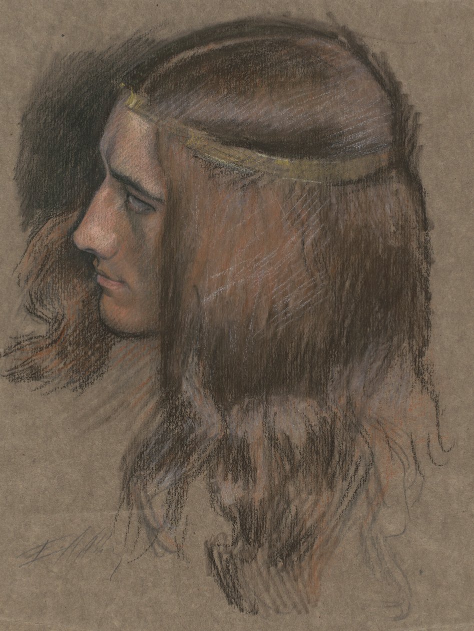 Studia na szefa Hamleta w Hamlecie. autorstwa Edwin Austin Abbey