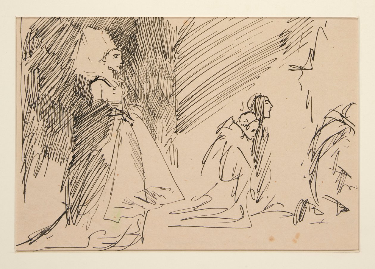 Studium dla Kapłana i Wielkiej Pani (akwarela) autorstwa Edwin Austin Abbey