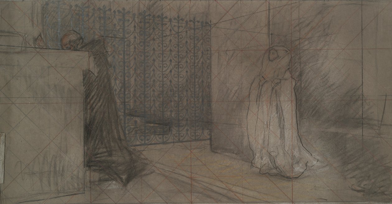 Studium dla Kapłana i Wielkiej Pani autorstwa Edwin Austin Abbey