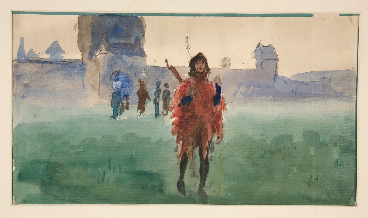 Studium dla Wędrującego Minstrela (obraz olejny) autorstwa Edwin Austin Abbey