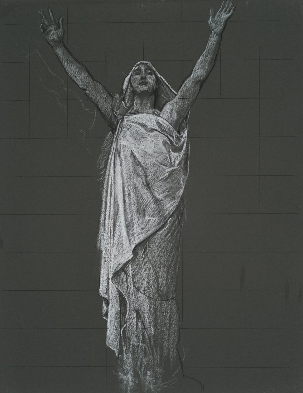 Studium do figury Religion rondel w rotundzie budynku kapitolu w Harrisburgu w Pensylwanii, 1902-1911 autorstwa Edwin Austin Abbey