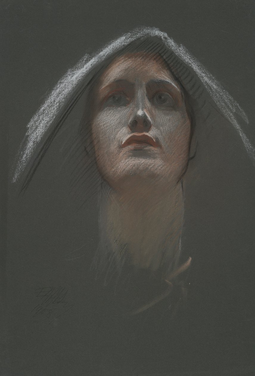 Studium do figury Religion rondel w rotundzie budynku kapitolu w Harrisburgu w Pensylwanii, 1902-1911 autorstwa Edwin Austin Abbey
