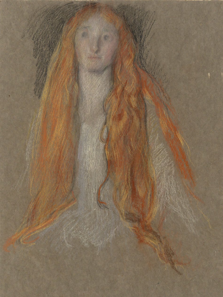 Studium dla Głowy Ofelii w Scenie w Hamlecie autorstwa Edwin Austin Abbey