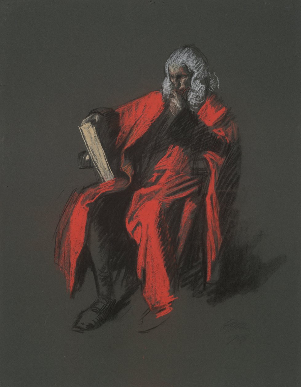 Studium postaci Prezesa Sądu Najwyższego Thomasa McKeana, in autorstwa Edwin Austin Abbey