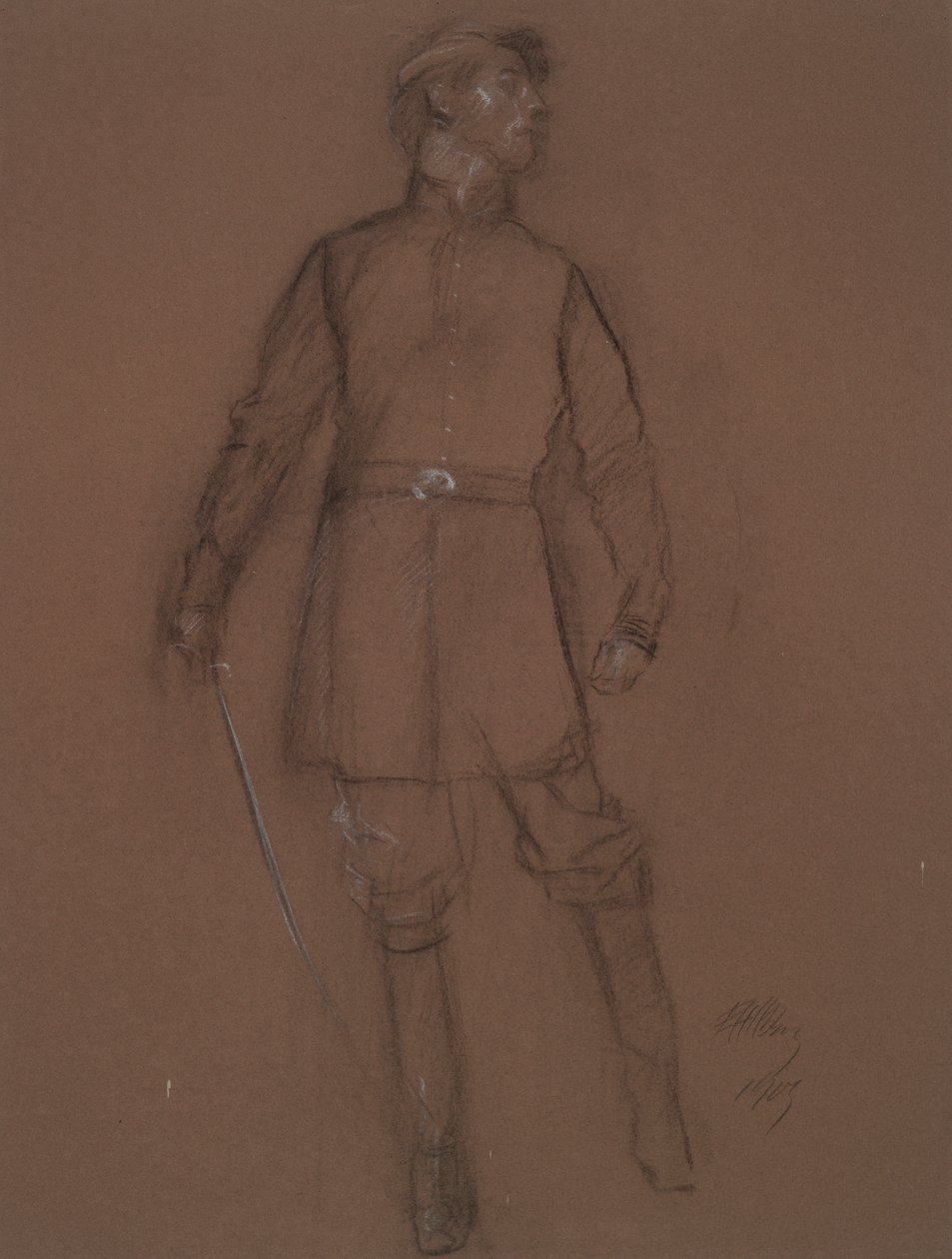 Studium postaci generała wojny secesyjnej, w autorstwa Edwin Austin Abbey