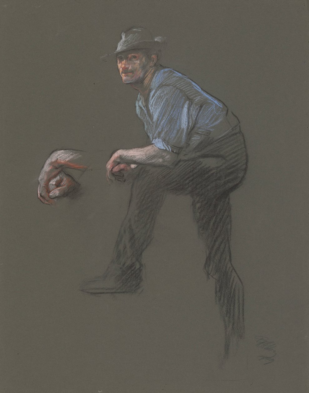 Studium postaci robotnika w autorstwa Edwin Austin Abbey