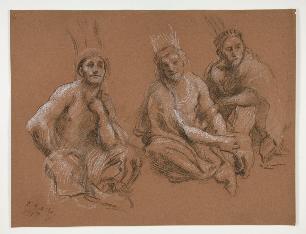 Badanie 3 Indian za autorstwa Edwin Austin Abbey