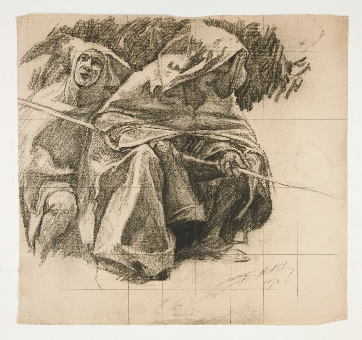 Studium Króla Rybaka z The Quest of the Holy Graal (seria piętnastu obrazów dla Biblioteki Publicznej w Bostonie, ukończona w 1901) autorstwa Edwin Austin Abbey