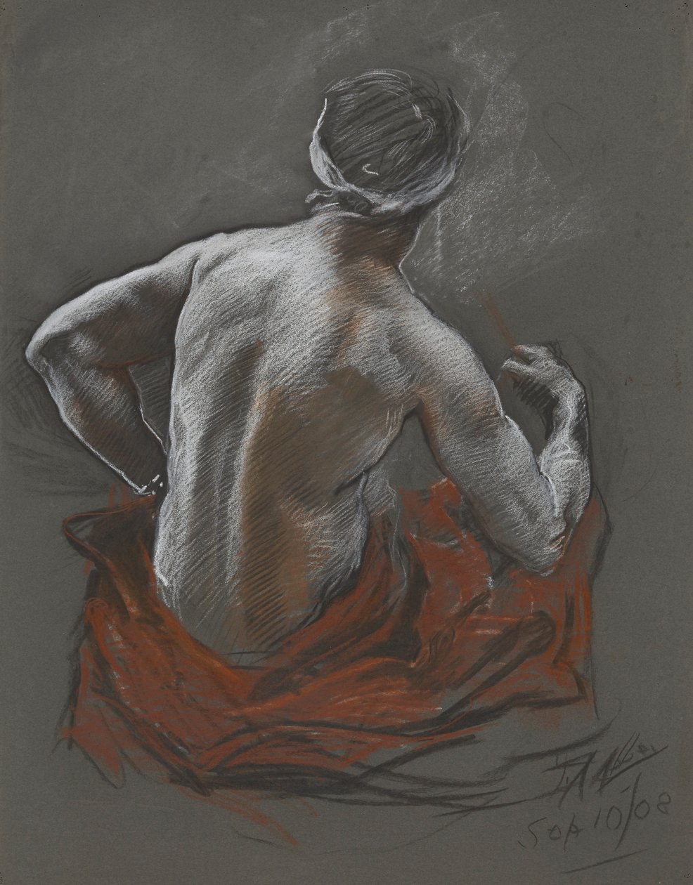 Studium siedzącego Indianina, studium postaci dla Penn autorstwa Edwin Austin Abbey