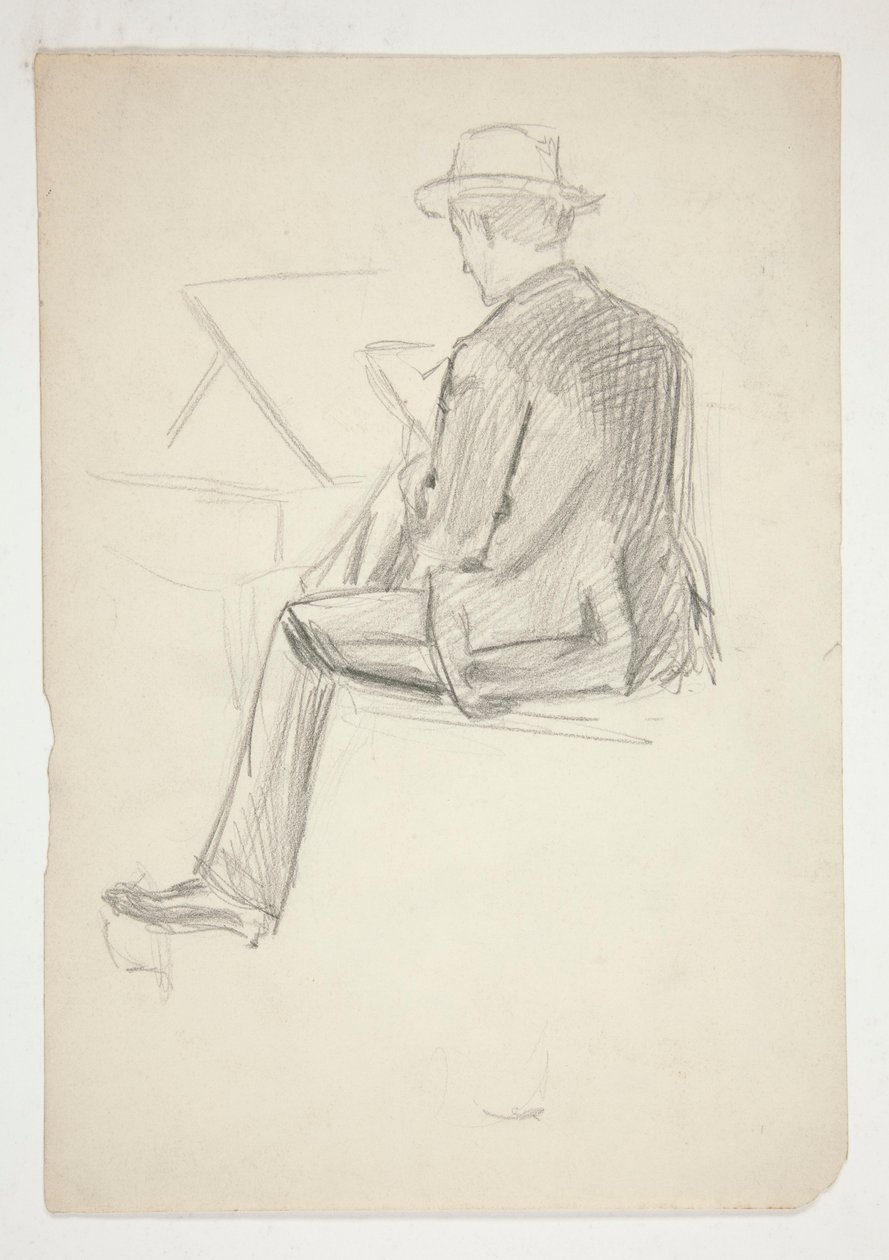 Studium siedzącego mężczyzny, szkicowanie autorstwa Edwin Austin Abbey
