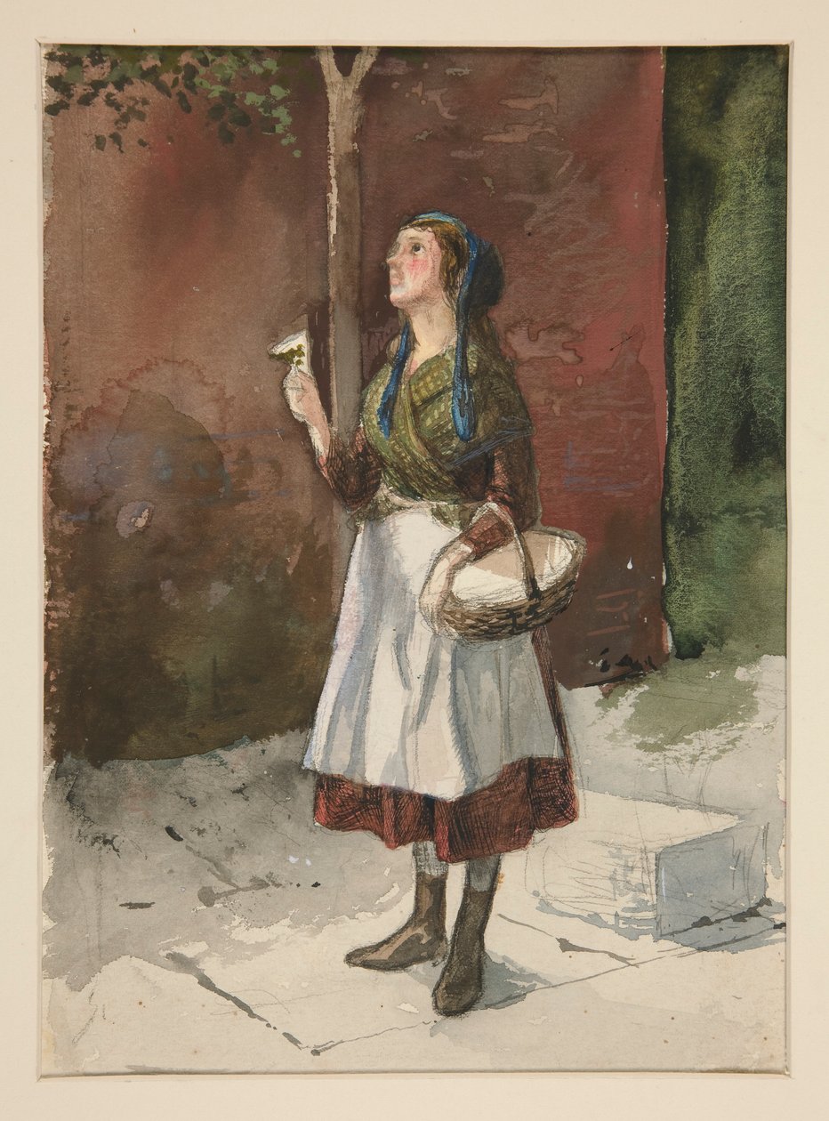 Studium młodej dziewczyny w ogrodzie autorstwa Edwin Austin Abbey