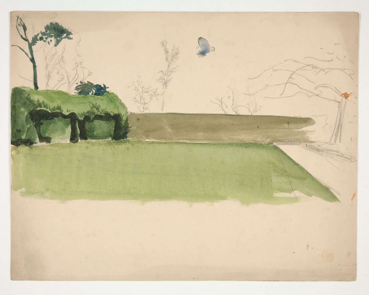 Studium ogrodzonego trawnika i ogrodu autorstwa Edwin Austin Abbey