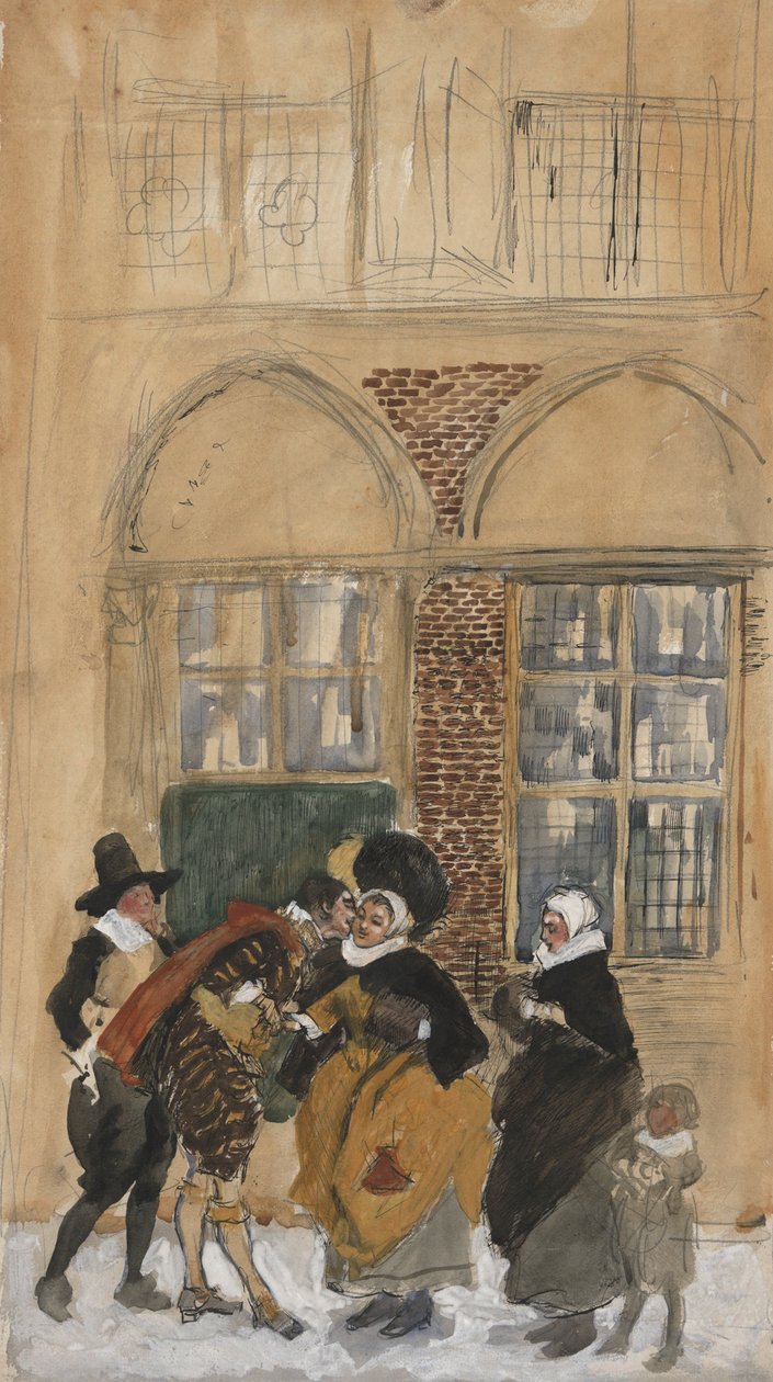 Studium postaci w XVII-wiecznym stroju holenderskim, prawdopodobnie z Nowego Amsterdamu autorstwa Edwin Austin Abbey