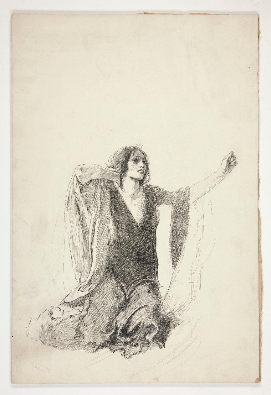 Studium klęczącej kobiety, prawdopodobnie studium Julii w scenie nagrobnej, autorstwa Edwin Austin Abbey