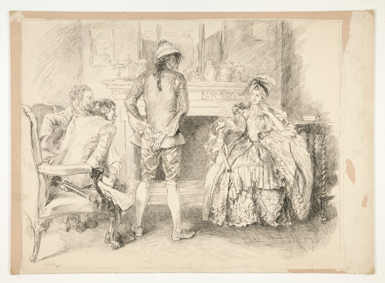 Dobroduszny człowiek. Panna Richland i komornik autorstwa Edwin Austin Abbey