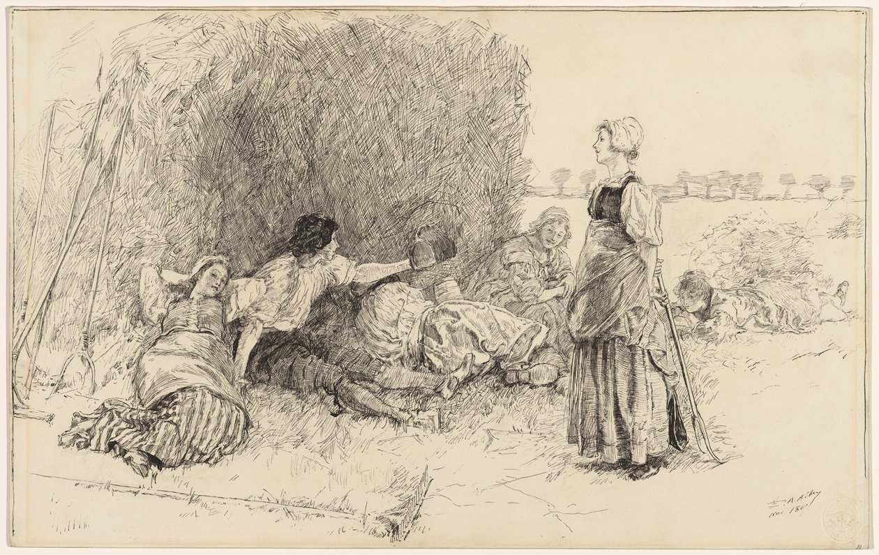 Żniwiarze, ilustracja do „Skórzanej butelki” autorstwa Edwin Austin Abbey