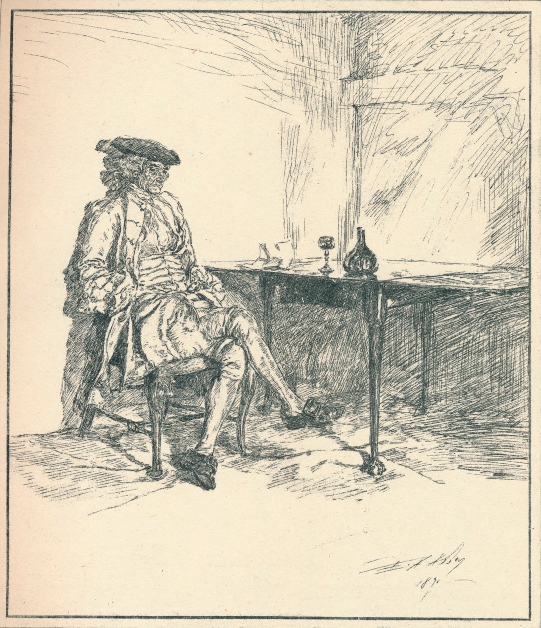 Litera. Niepublikowany rysunek piórkiem, 1890, 1923 autorstwa Edwin Austin Abbey