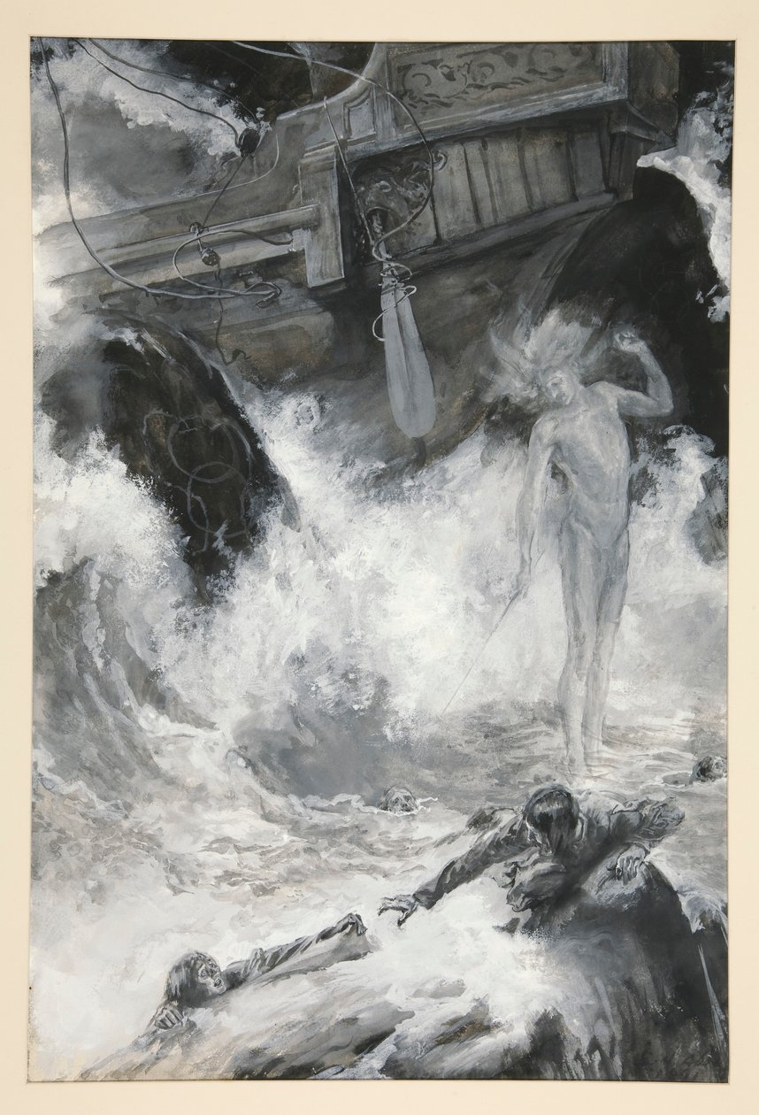 Wrak statku, ilustracja do aktu I, scena I, Burza autorstwa Edwin Austin Abbey