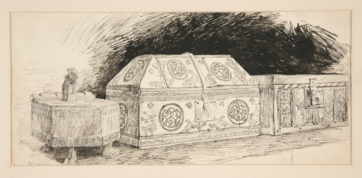 Trzy kasetony, od kupca weneckiego autorstwa Edwin Austin Abbey