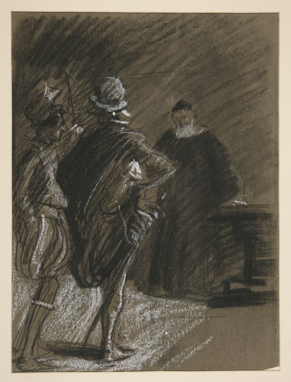 Trzech mężczyzn, studium do Poskromienia złośnicy (?) autorstwa Edwin Austin Abbey