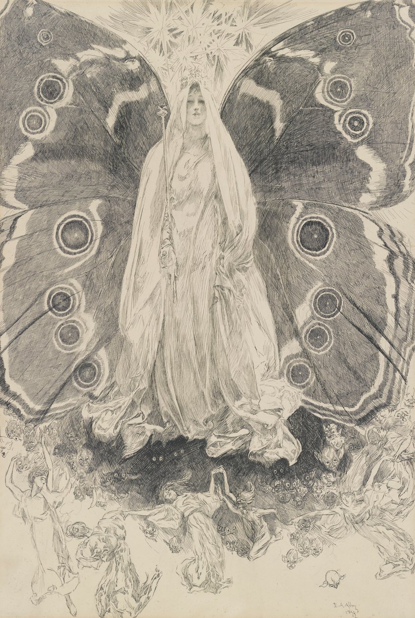 Titania, ilustracja do aktu II, scena II, Noc przesilenia letniego autorstwa Edwin Austin Abbey