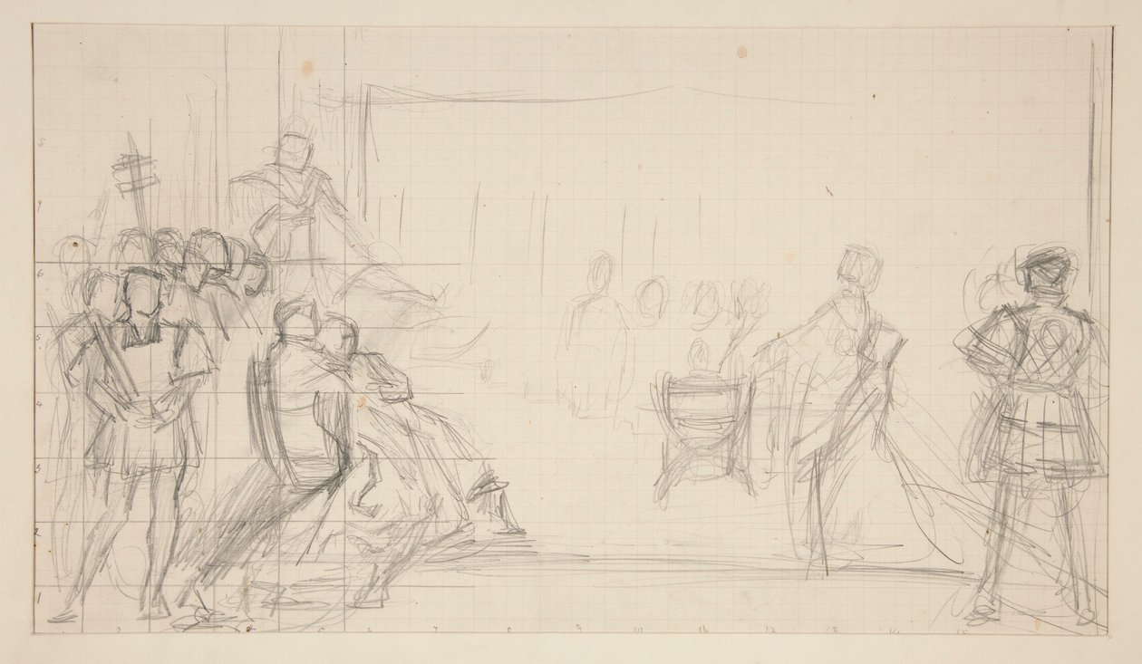 Proces królowej Katarzyny, studium autorstwa Edwin Austin Abbey