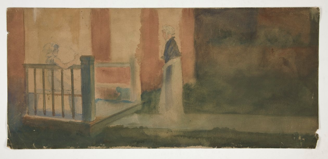 Dwie kobiety rozmawiające na werandzie autorstwa Edwin Austin Abbey