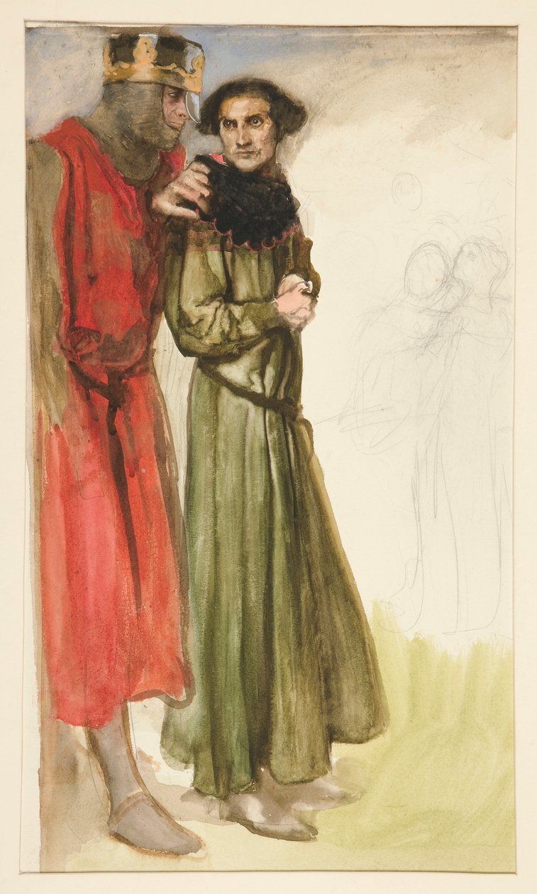 Niezidentyfikowana scena Szekspira (dwóch mężczyzn) autorstwa Edwin Austin Abbey