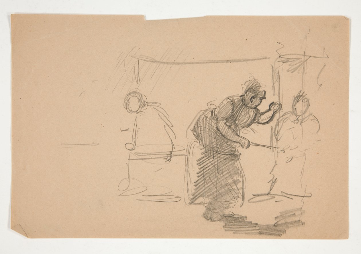 Niezidentyfikowana ilustracja- Studium kuchni z figurą autorstwa Edwin Austin Abbey