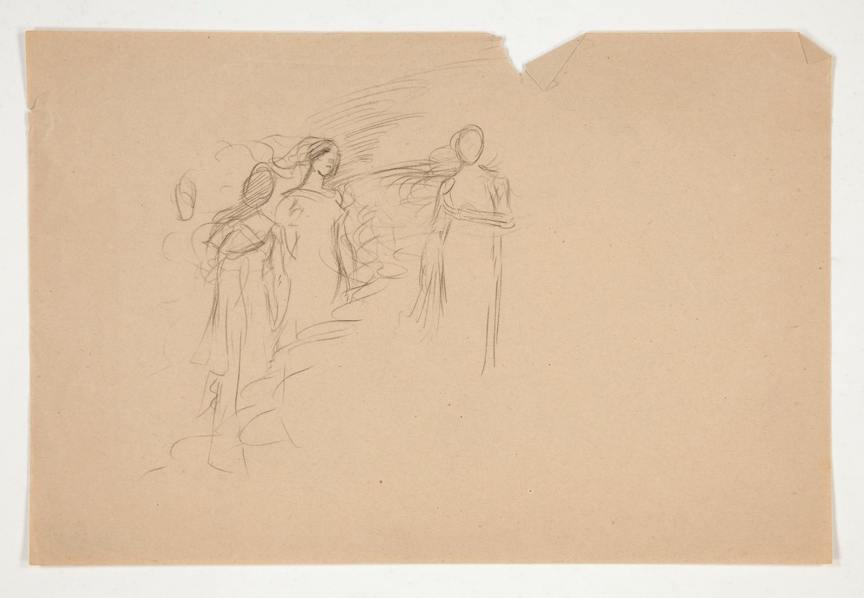 Niezidentyfikowana ilustracja - Studium trzech postaci kobiecych autorstwa Edwin Austin Abbey