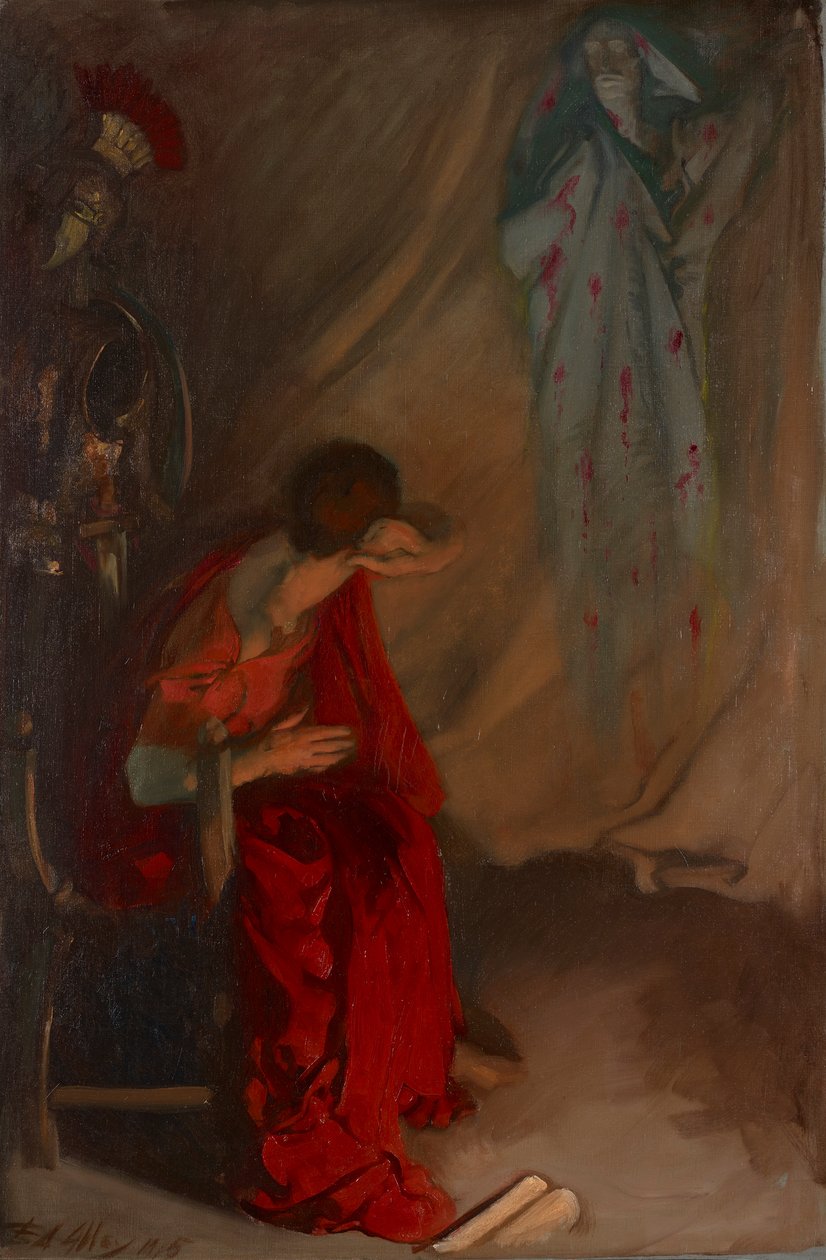 W Namiocie Brutusa: Wejdź do Ducha Cezara, Juliusz Cezar, Akt IV, Scena III autorstwa Edwin Austin Abbey
