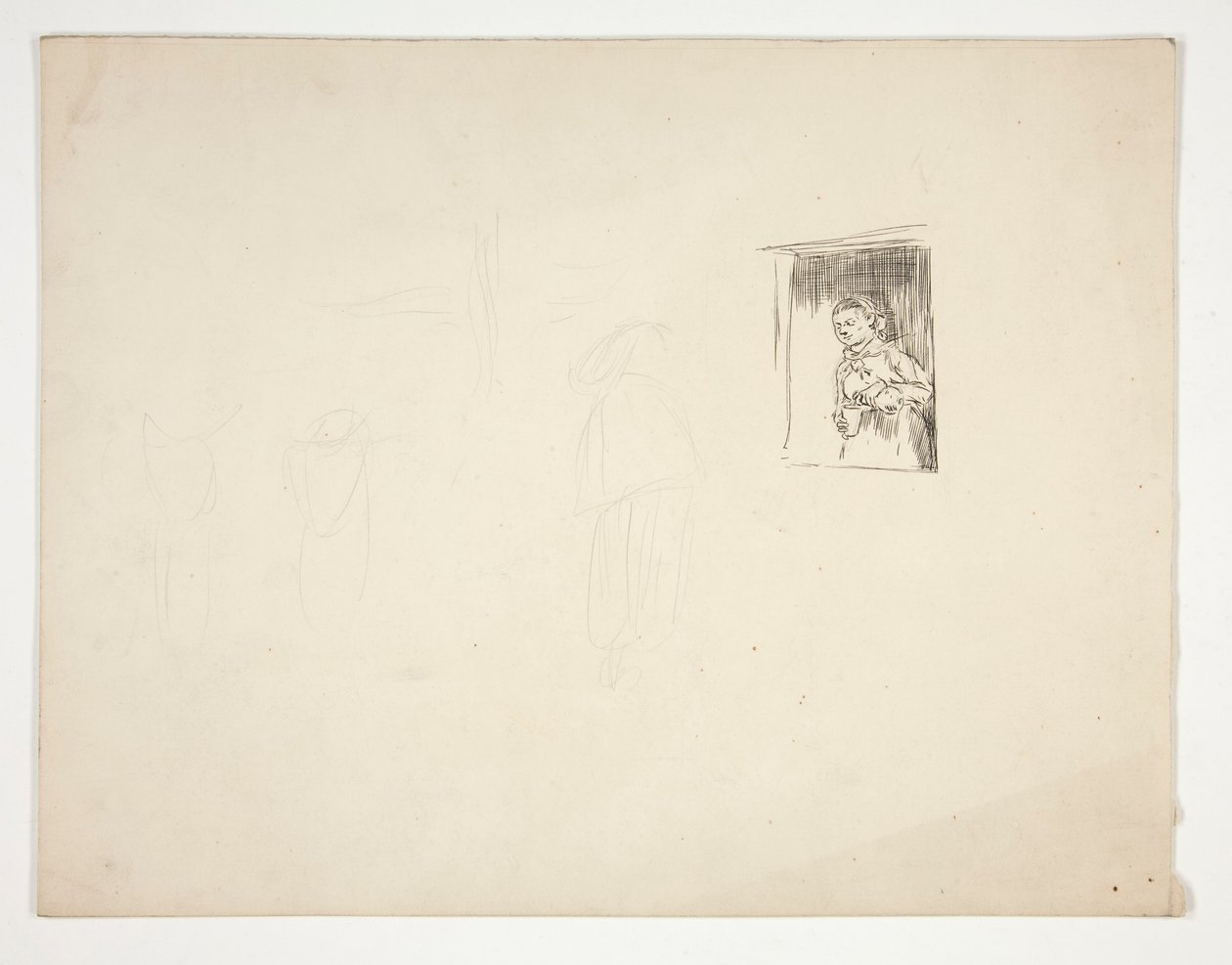 Kobieta w oknie - niezidentyfikowana ilustracja autorstwa Edwin Austin Abbey