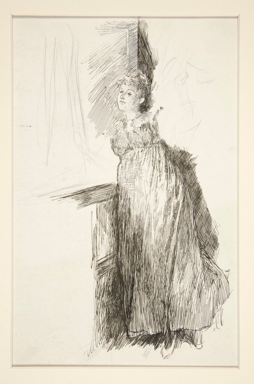 Kobieta w oknie - niezidentyfikowana ilustracja autorstwa Edwin Austin Abbey