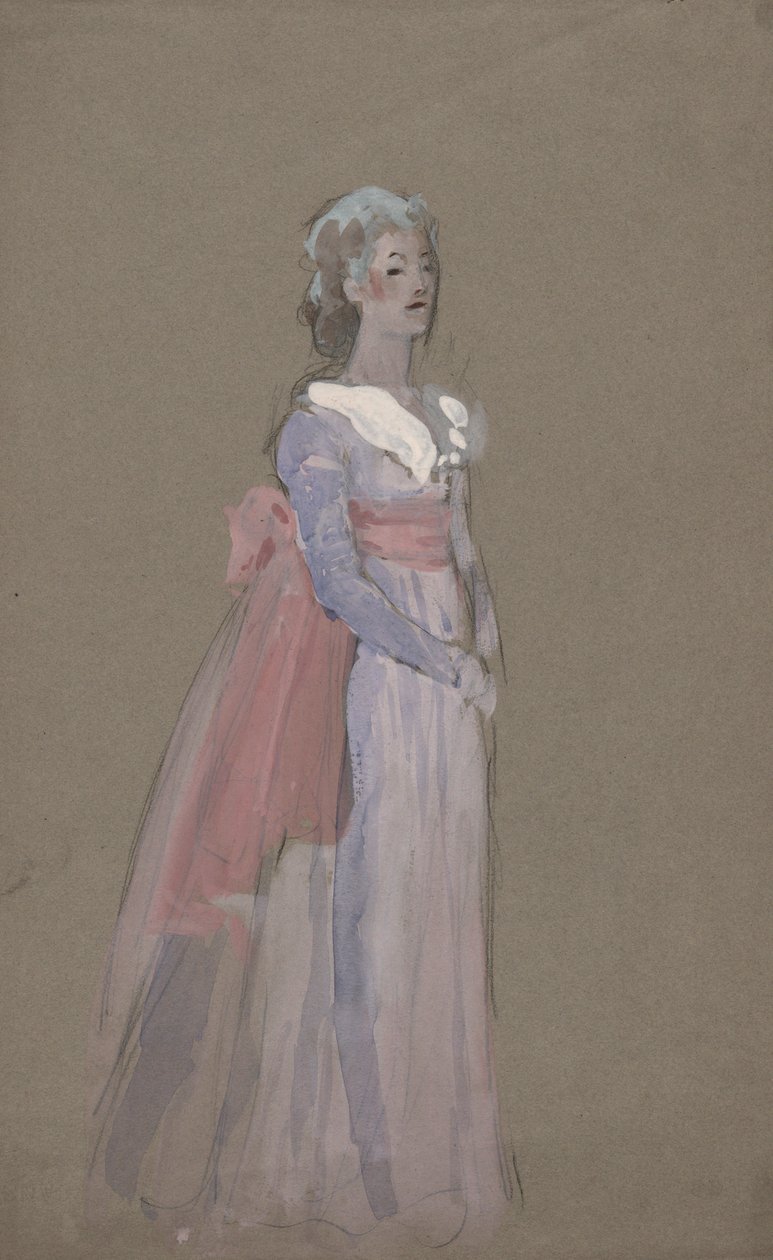 Kobieta w empirowej sukni – studium kostiumów dla La Tosca autorstwa Edwin Austin Abbey