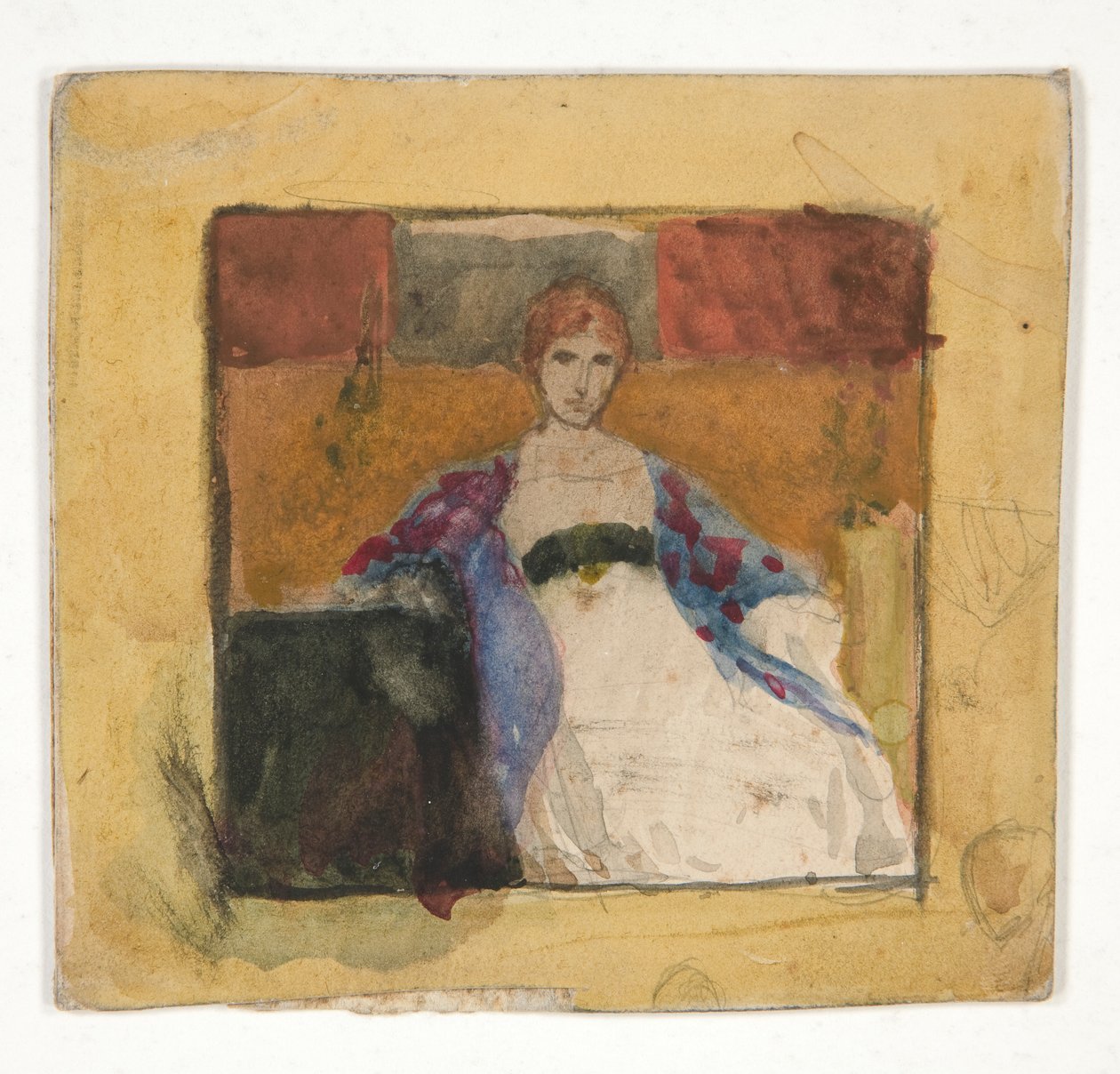 Kobieta siedząca - niezidentyfikowana ilustracja autorstwa Edwin Austin Abbey