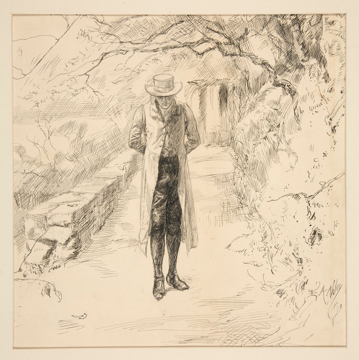 Wordsworth spaceruje po lesie: seria angielskich jezior i mężczyzn z Harper autorstwa Edwin Austin Abbey