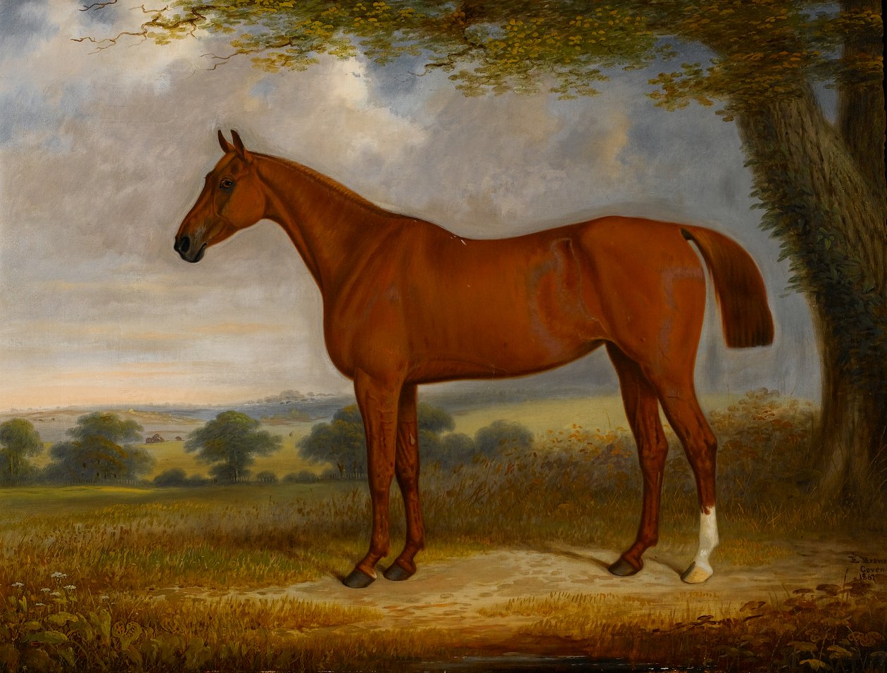Łowca kasztanów w krajobrazie, 1867 autorstwa Edwin Brown