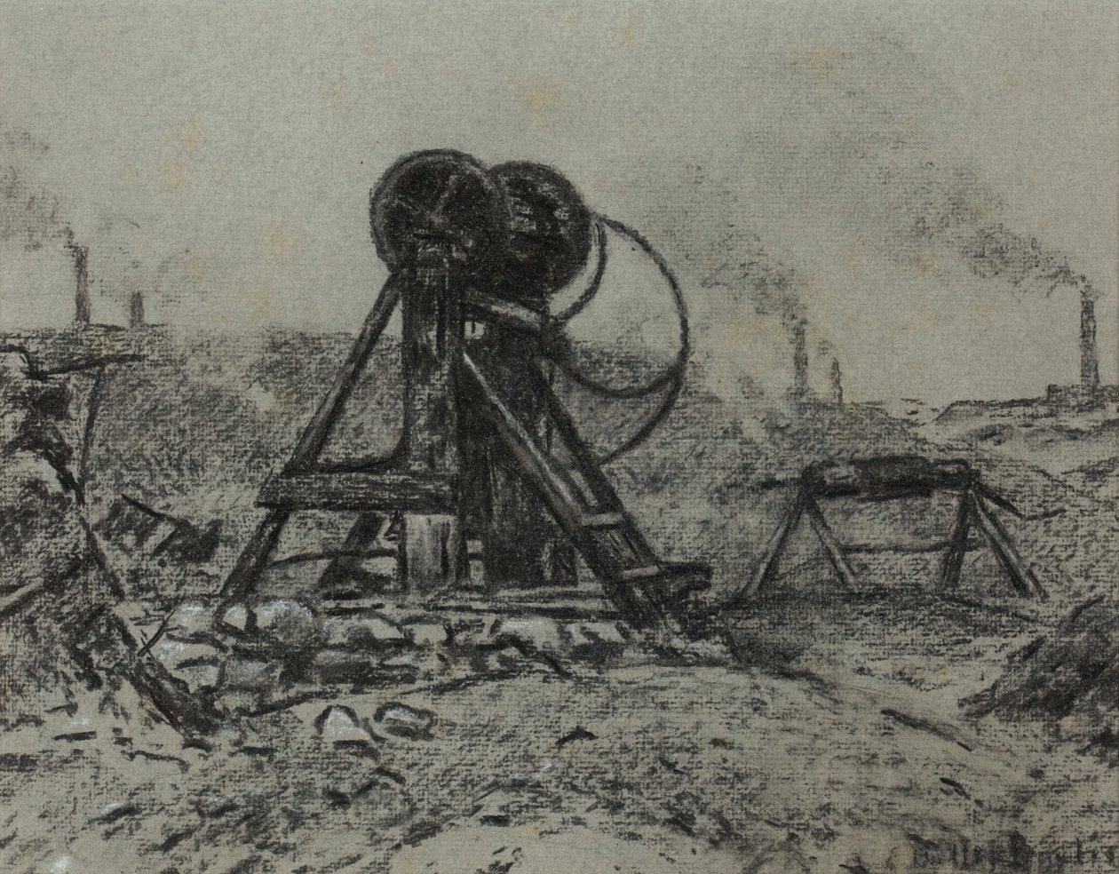 Winding Gear (węgiel na papierze) autorstwa Edwin Butler Bayliss