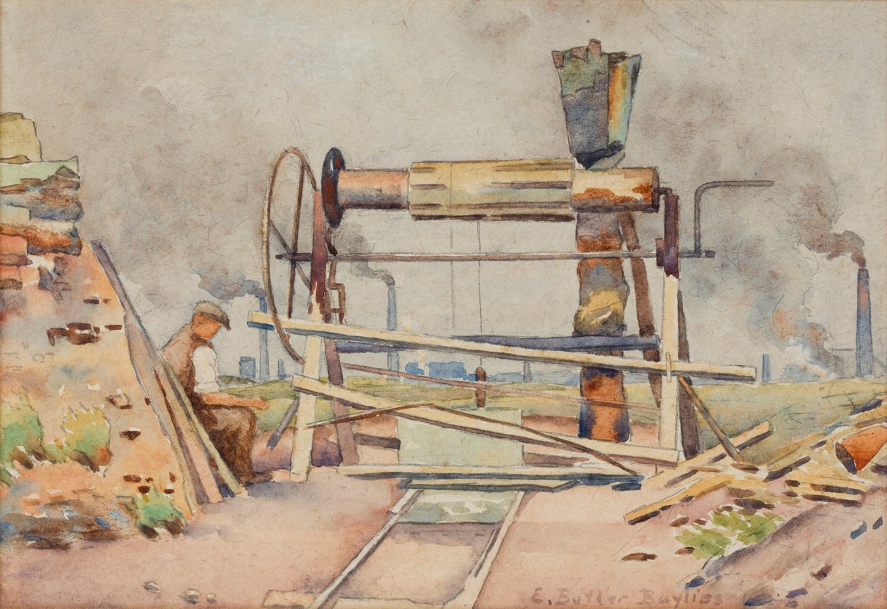 Winding Gear (akwarela na papierze) autorstwa Edwin Butler Bayliss