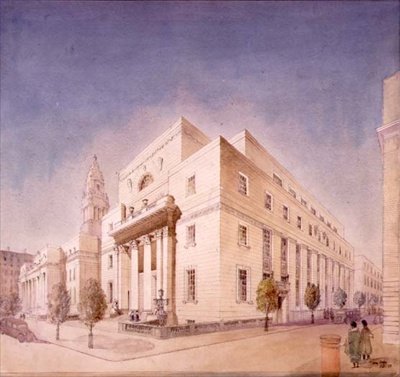 Elewacja Biblioteki Publicznej, Marylebone Road, Londyn autorstwa Edwin Cooper