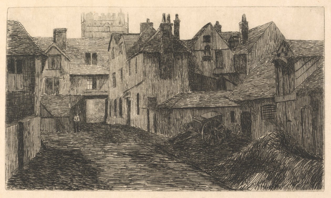 Bell Inn, Edmonton, widok z tyłu — zewnętrzne przedmieścia — północ autorstwa Edwin Edwards