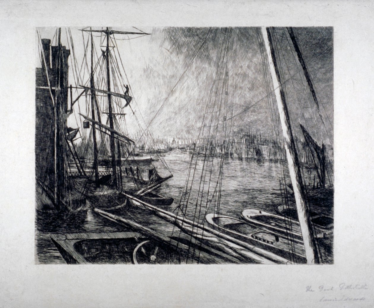 Pool of London z Rotherhithe, ze statkami na pierwszym planie, ok. 1890. autorstwa Edwin Edwards
