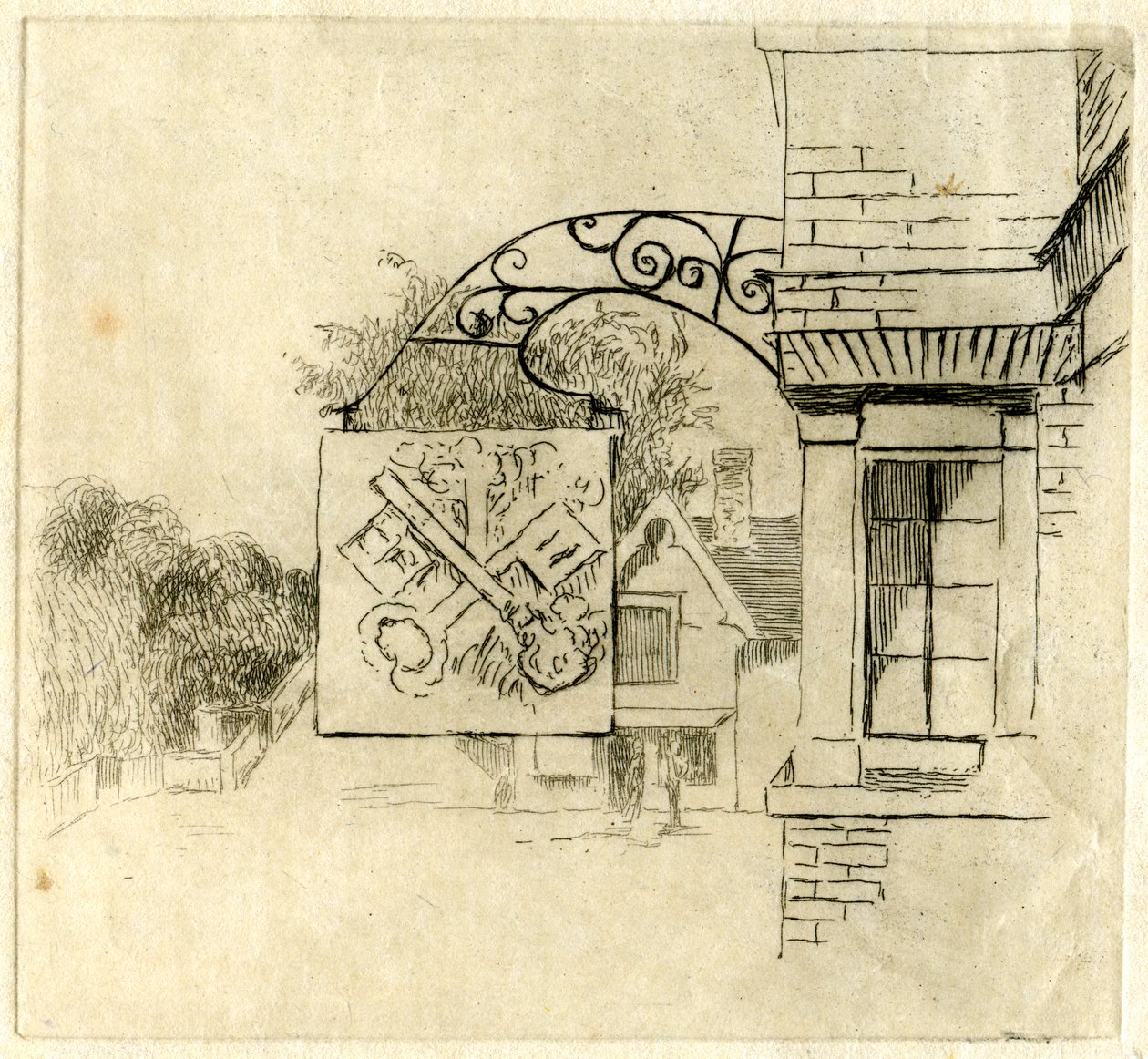 Znak Krzyża Klucze, St Neots, Cambridgeshire, 1881. autorstwa Edwin Edwards