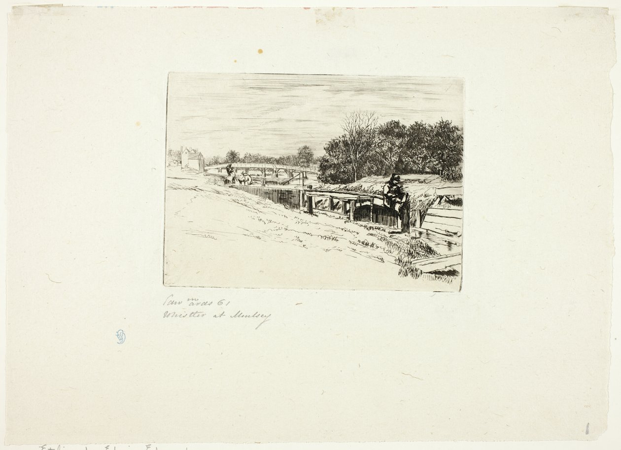 Whistler szkicowanie w Moulsey Lock autorstwa Edwin Edwards